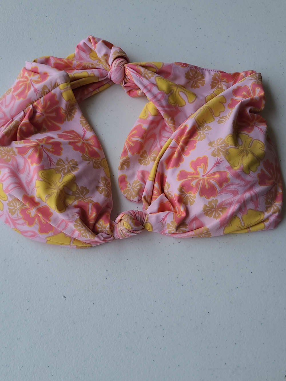 Floral Knot Bikini Top - Pink & Yellow